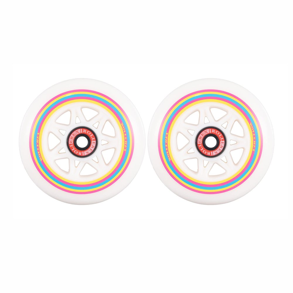 Rollerex Lollipop Boardwalk Inline Skate Wheels 2-Pack 85A Polyurethane Indoor Outdoor Roller Blade Wheels Smooth Ride with Optional Bearings, Spacers & Washers (90mm)