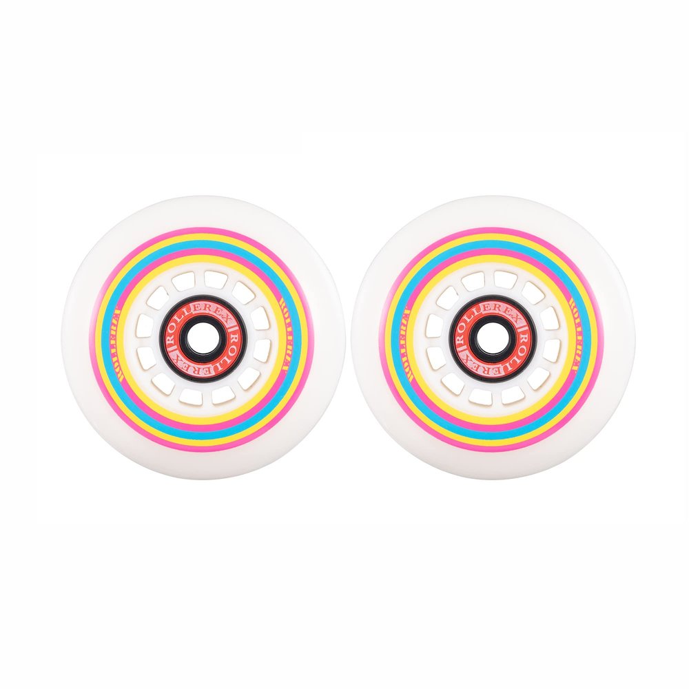 Rollerex Lollipop Boardwalk Inline Skate Wheels  2-Pack 85A Polyurethane Indoor Outdoor Roller Blade Wheels  Smooth Ride with Optional Bearings, Spacers & Washers (72mm)