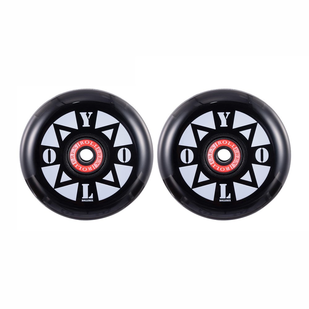 Rollerex YOLO Inline Skate Wheels 2-Pack (Optional Bearings, Spacers and Washers) - Durable Replacement Roller Blade Wheels for Indoor & Outdoor Skating