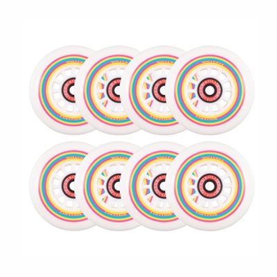 Rollerex Lollipop Boardwalk Inline Skate Wheels (8-Pack) 85A Polyurethane Indoor Outdoor Roller Blade Wheels Smooth Ride with Optional Bearings, Spacers & Washers (80mm)