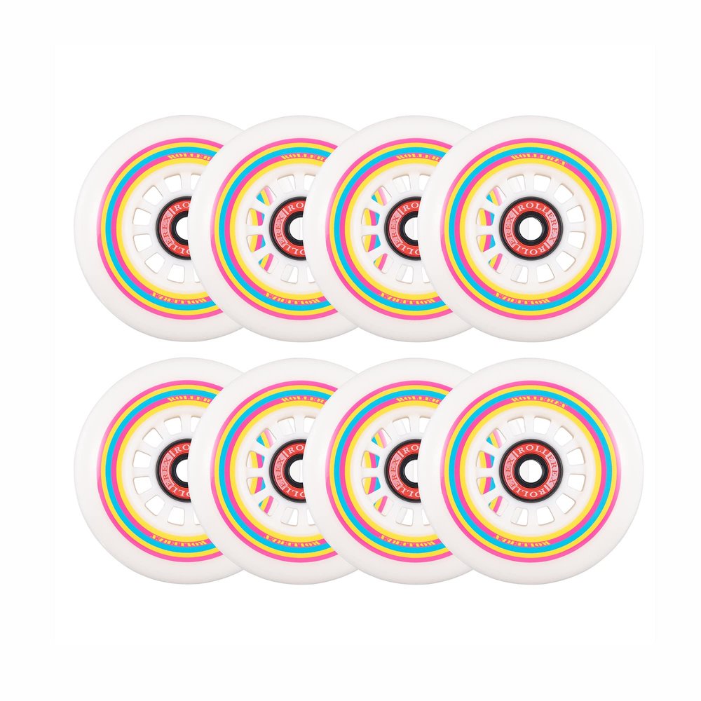 Rollerex Lollipop Boardwalk Inline Skate Wheels (8-Pack) 85A Polyurethane Indoor Outdoor Roller Blade Wheels Smooth Ride with Optional Bearings, Spacers & Washers (80mm)