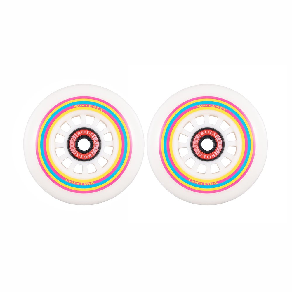 Rollerex Lollipop Boardwalk Inline Skate Wheels 2-Pack 85A Polyurethane Indoor Outdoor Roller Blade Wheels Smooth Ride with Optional Bearings, Spacers & Washers (80mm)