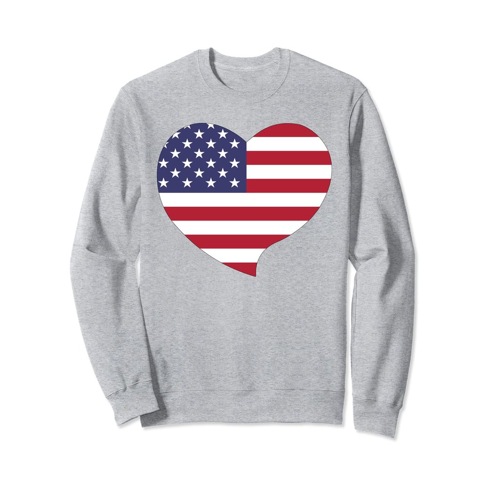 American Flag Heart 4th of July Patriotic USA Flag Heart Sweatshirt