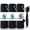 FINGER TEN Golf Towel Microfiber Waffle Towels for Golf Bags for Men Women with Clip and Brush 15.7X15.7 Set in Black (Black-3 Pcs+Brush, 15.7L x 15.7W) view 1