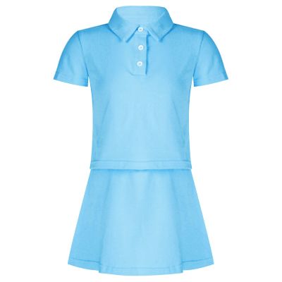 YONGHS Kids Girls Tennis Golf Outfits Athletic Shirts with Sport Skirt Sets 2 Piece Tracksuit Activewear Sky Blue 8 Years