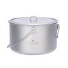 iBasingo 1.95L (1950ml) Titanium Pot with Lid Ultralight Camping Cookware for Backpacking, Hiking & Outdoor Cooking, Compact Backpacker Pot with Measurement Marks, Folding Handle Ti2044C view 1