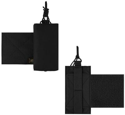 KRYDEX Mag Holder Radio Pouch with Hook and Loop Cummerbund Side Magazine Holster for Tactical Chest Rig Vest 1 Pack (BK)