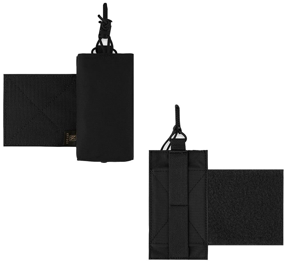 KRYDEX Mag Holder Radio Pouch with Hook and Loop Cummerbund Side Magazine Holster for Tactical Chest Rig Vest 1 Pack (BK)
