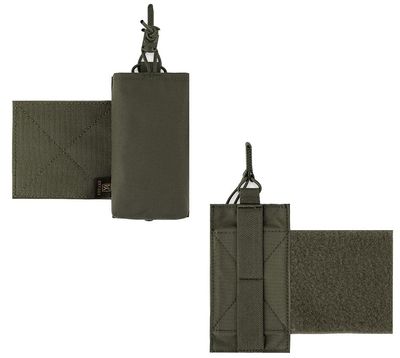 KRYDEX Mag Holder Radio Pouch with Hook and Loop Cummerbund Side Magazine Holster for Tactical Chest Rig Vest 1 Pack (RG)