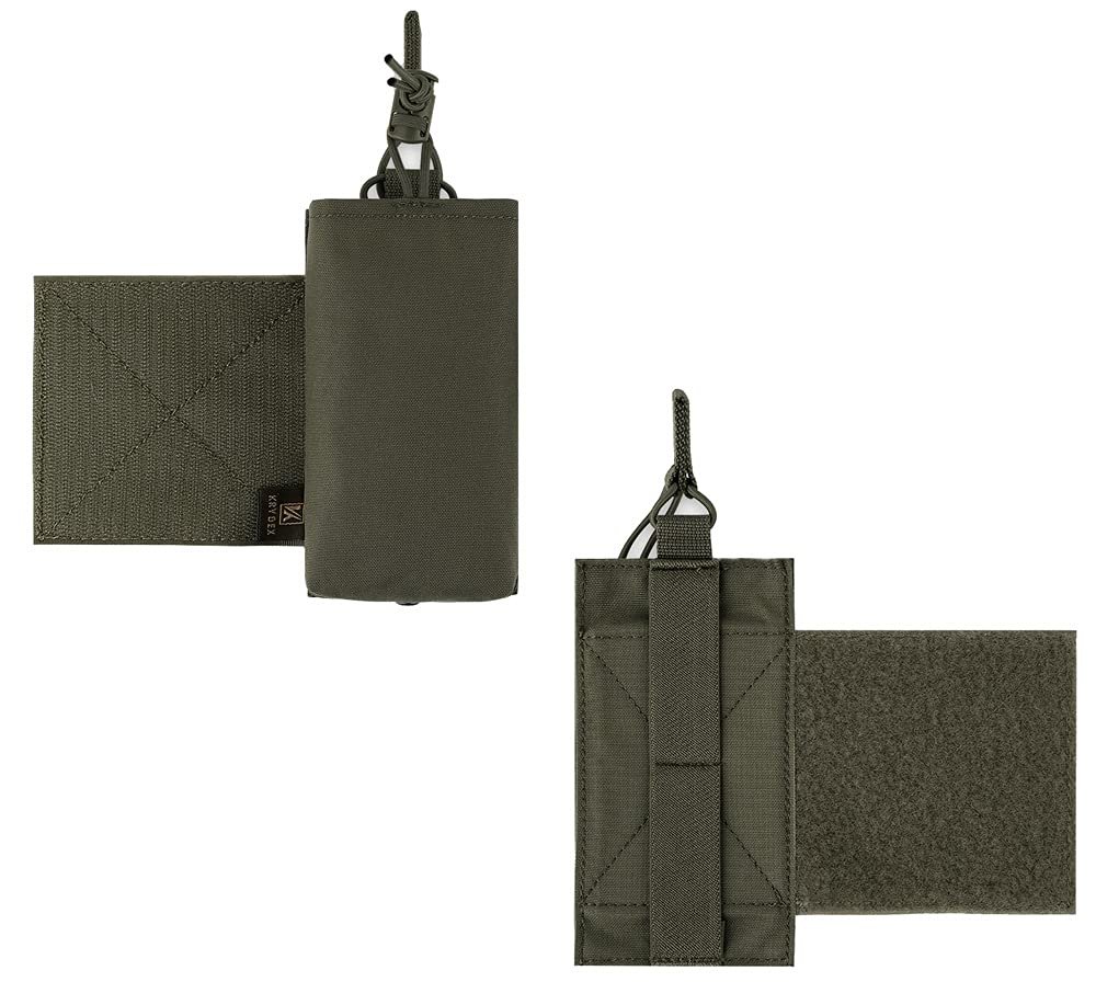 KRYDEX Mag Holder Radio Pouch with Hook and Loop Cummerbund Side Magazine Holster for Tactical Chest Rig Vest 1 Pack (RG)