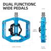 MZYRH MTB Mountain Bike Pedals 3 Bearing Flat Platform Compatible with Dual Function Sealed Clipless Aluminum 9/16" Pedals with Cleats for Road (Blue 3 Bearings) view 4