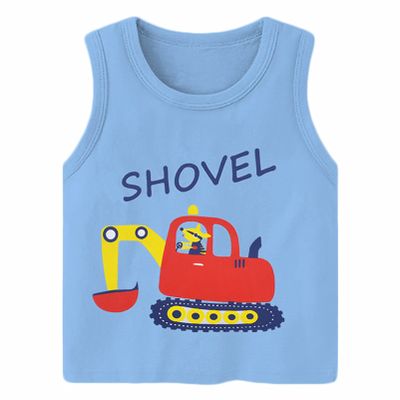 Alvivi Infant Baby Boy's Cartton Printed Tank Tops Sleeveless Cotton Vest Tee Shirt Undershirt Summer Outfit Sky Blue 9-12 Months