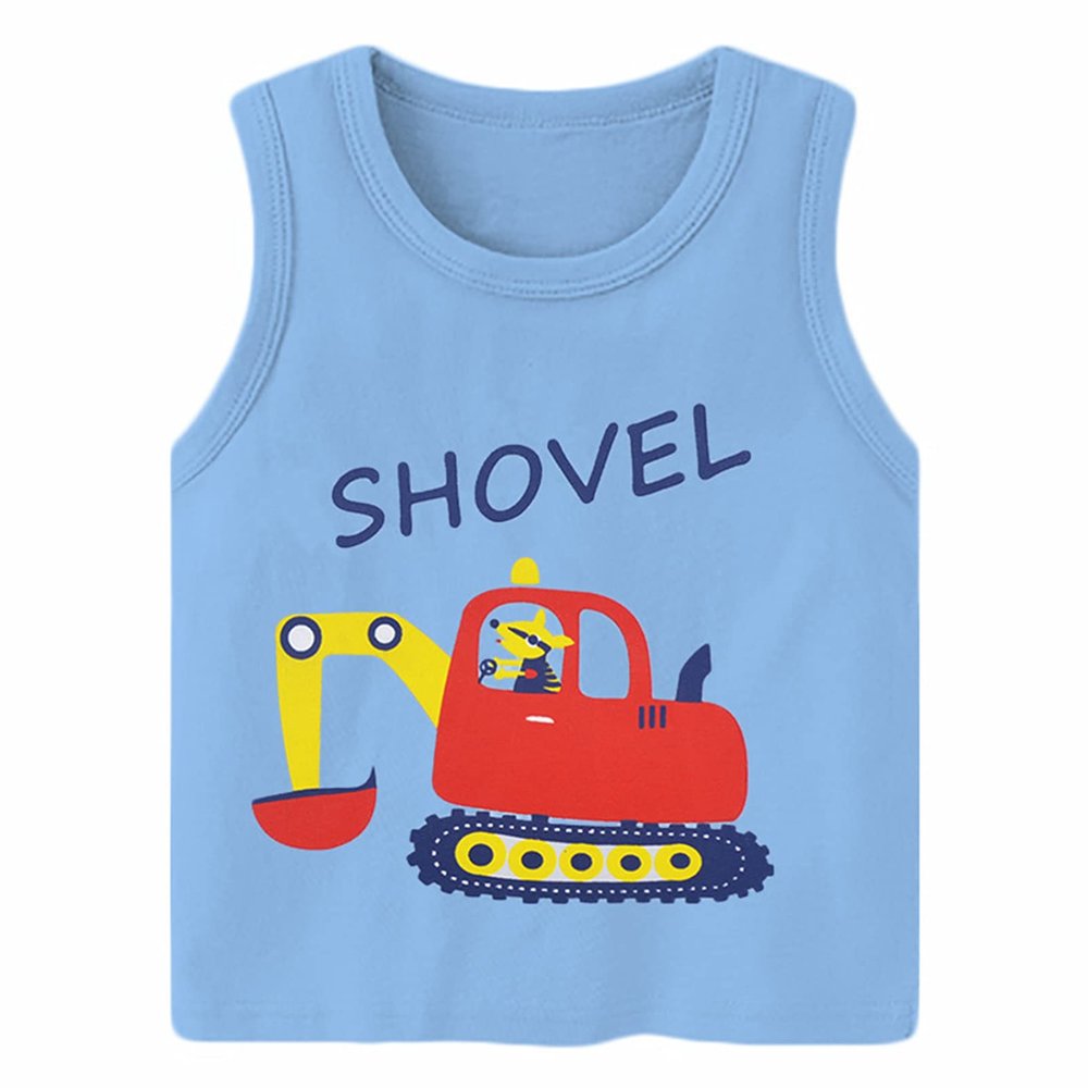 Alvivi Infant Baby Boy's Cartton Printed Tank Tops Sleeveless Cotton Vest Tee Shirt Undershirt Summer Outfit Sky Blue 9-12 Months