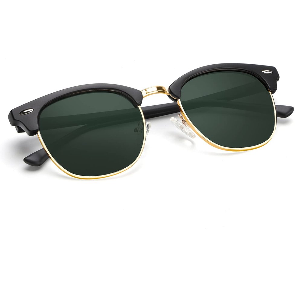 KALIYADI Polarized Sunglasses for Men and Women Semi-Rimless Frame Driving Sun glasses UV Blocking