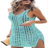 Sulozom Women Swimsuits Cover Ups Crochet Bathing Suit Tassel Bikini Coverup Beach Swimwear Green L view 1