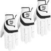 Amy Sport Golf Gloves Men Left Hand 3 Pack Right Hand PU Leather All Weather Grip Soft Breathable Flexible for Golfers Size Small Medium ML Large XL (White-3 Pack, X/Large, Worn on Left Hand) view 1