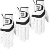 Amy Sport Golf Gloves Men Right Handed Golfer Left Hand 1 or 3 Pack PU Leather All Weather Grip Soft Breathable Flexible for Mens (White-3 Pack, Small, Right) view 1
