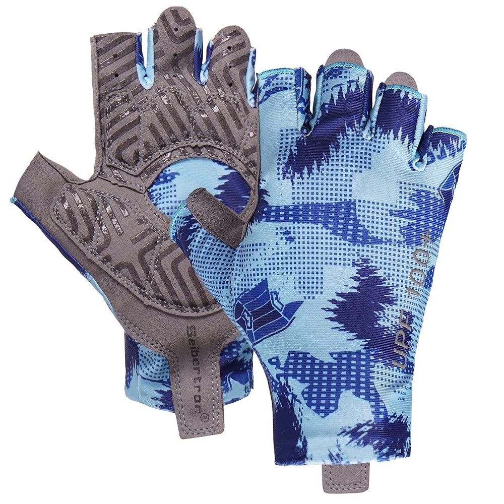 Seibertron S.P.S.G-3 Unisex Half Finger UPF100+ Sun/UV Protection Breathable Cycling Glove fit for Biking MTB DH Road Bicycle, Shock-Absorbing Gel Pad, Anti-Slip Print Gloves Blue XS
