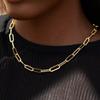FRUMOS Dainty Layered necklaces for women Gold Short small chain necklace for women rectangle paperclip chain necklace 18k gold necklace jewelry for Women Girls Paper clip necklace view 2