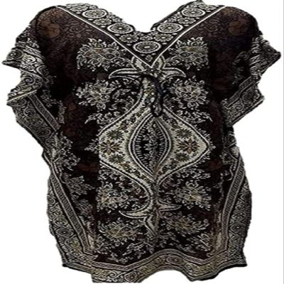 namo-3 Womens Dress Long Kaftan Floral Kimono Maxi Style Dresses Women in Regular to Plus Size Cover up Casual Print nightydress Caftan Gown Nightdress Beach Party Brown Short, kaf-03, Large