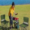 Camping Table Chairs Oxford Cloth Folding Table and Chair Set, Camping Picnic Table with Cup Holder and Tote Bag, Suitable for Courtyard Garden (Color : 5-Piece Set) view 2