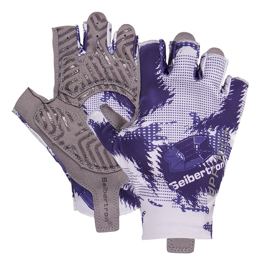 Seibertron S.P.S.G-3 Unisex Half Finger UPF100+ Sun/UV Protection Breathable Cycling Glove fit for Biking MTB DH Road Bicycle, Shock-Absorbing Gel Pad, Anti-Slip Print Gloves Adult Grey S