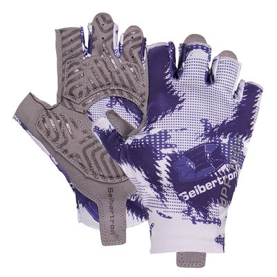 Seibertron S.P.S.G-3 Unisex Half Finger UPF100+ Sun/UV Protection Breathable Cycling Glove fit for Biking MTB DH Road Bicycle, Shock-Absorbing Gel Pad, Anti-Slip Print Gloves Adult Grey XS