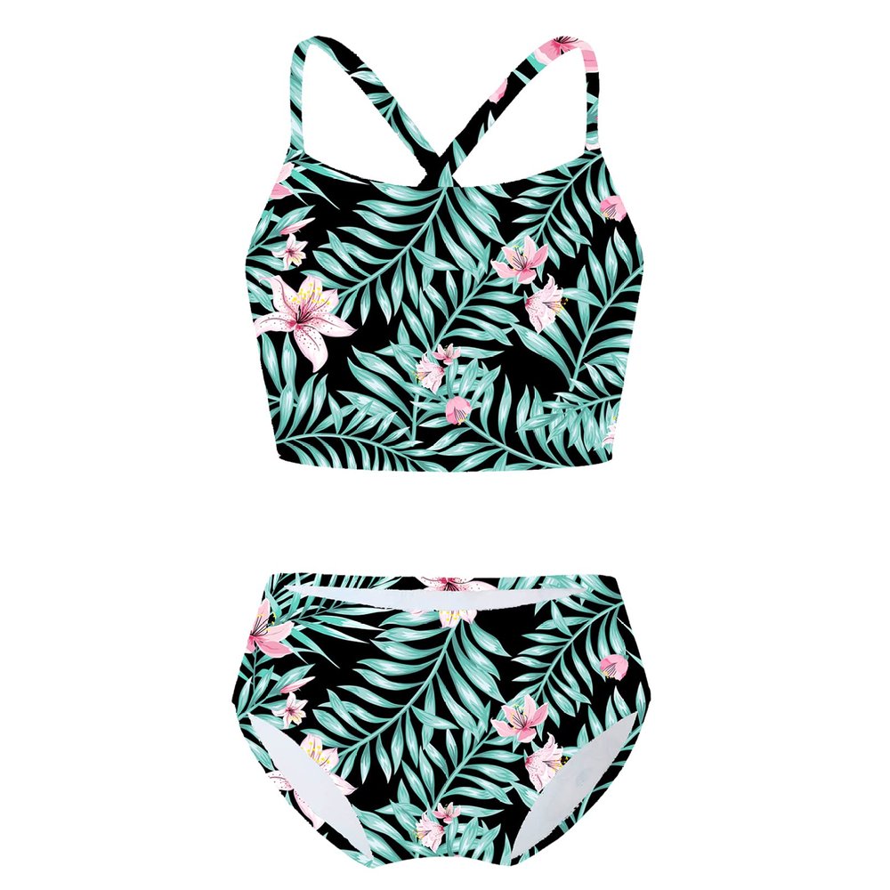 YONGHS Toddler Baby Girl Fashion Swimsuit Crossback Beach Swimwear 2 Pieces Bathing Suits for Summer Vacations Summer Lily Pink 4