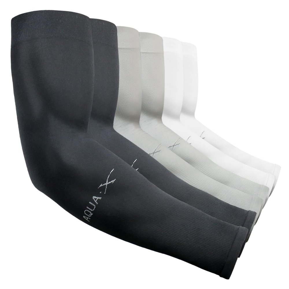 beister 6 Pairs UV Protection Cooling Arm Sleeves for Women Men, Long Sunblock Protective Cycling Arm Cover (One size fit all, 6 Pairs (Black/White/Grey))