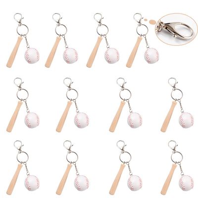 HZFLY 12 Pcs Bat Keychain with Wooden Bat and Lobster Clasp, Mini 3 Inch Wooden Baseball Keychain, Perfect Team Souvenir, Sports Athletic Prize