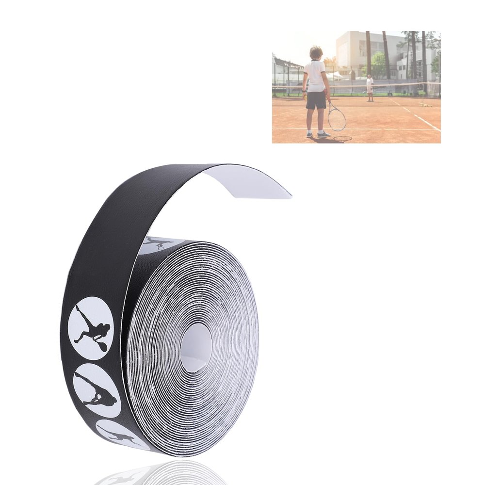 CUTULAMO Racket Tape,PU Material Tennis Racquet Guard,Non Slip Tennis Racket Tape,Lightweight Racket Protector,Racket Tape for Tennis Racket 5m/16.4ft (Black)