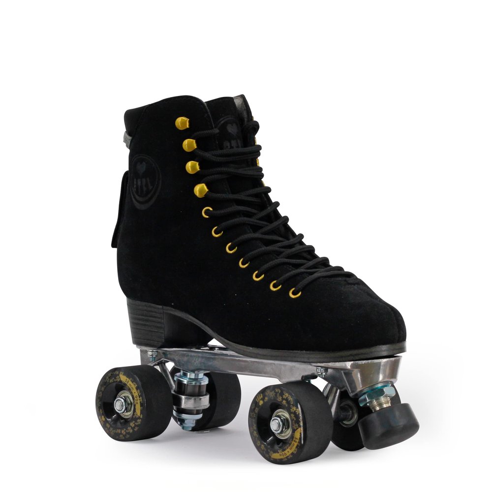 BTFL Pro Roller Skates Women, Kids & Men -Suede Boot- Indoor, Outside, Rink, & Rhythmic Roller Skating. Black, Blue, Gray, Green, Pink, White (Faya Pro, US Womens: 06 / US Mens: 4.5)