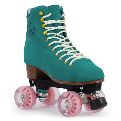 BTFL Pro Roller Skates Women, Kids & Men -Teal, Suede Boot- Indoor, Outside, Rink, & Rhythmic Roller Skating. Black, Blue, Gray, Green, Pink, White (Liam Pro, US Womens: 10 / US Mens: 8,5)