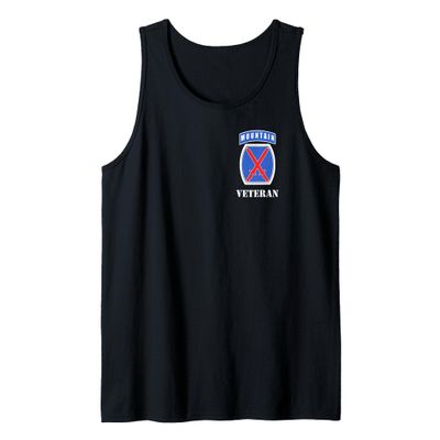 10th Mountain MTN Division Patch Veteran Black Tank Top