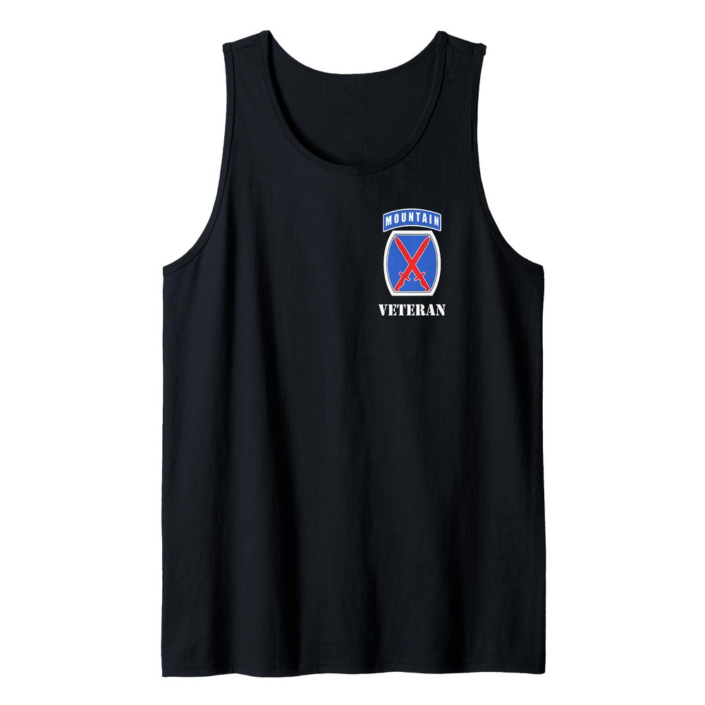 10th Mountain MTN Division Patch Veteran Black Tank Top