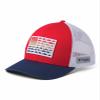 Columbia Unisex PFG Fish Flag Mesh Snap Back - Low, Red Spark/White/Carbon, One Size view 3