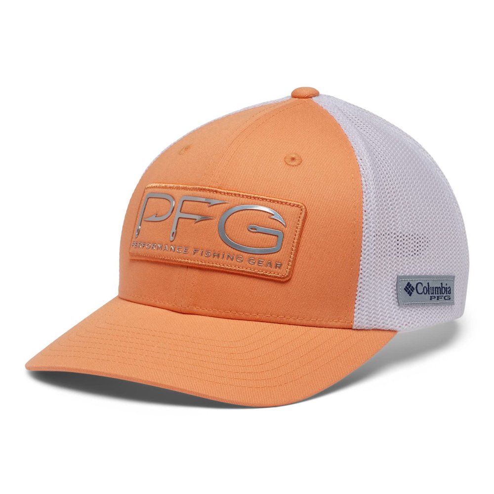Columbia Unisex PFG Hooks Mesh Ball Cap - Low, Bright Nectar/Silver, Small/Medium