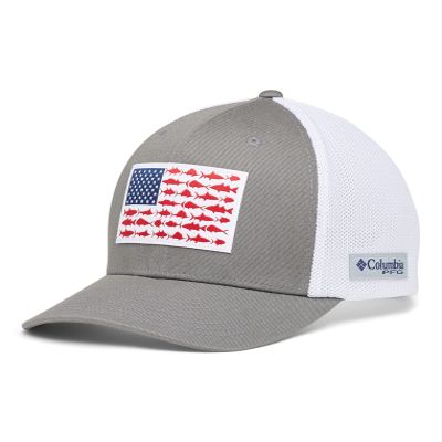 Columbia Unisex PFG Fish Flag Mesh Ball Cap - Mid, Titanium/White, Large/X-Large