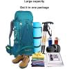 UOOD 50L Lightweight Hiking Backpack, Multi-Functional Water-Resistant Casual Camping Trekking Rucksack for Cycling Travel Climbing Mountaineer Outdoor Sport High Capacity (Color : Green) view 3