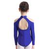 easyforever Kids Girls Long Sleeve Off Shoulder Halter Ballet Dance Gymnastic Leotard Cutout Back Gymnastic Jumpsuit Blue 3-4 Years view 2