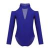 easyforever Kids Girls Long Sleeve Off Shoulder Halter Ballet Dance Gymnastic Leotard Cutout Back Gymnastic Jumpsuit Blue 3-4 Years view 3