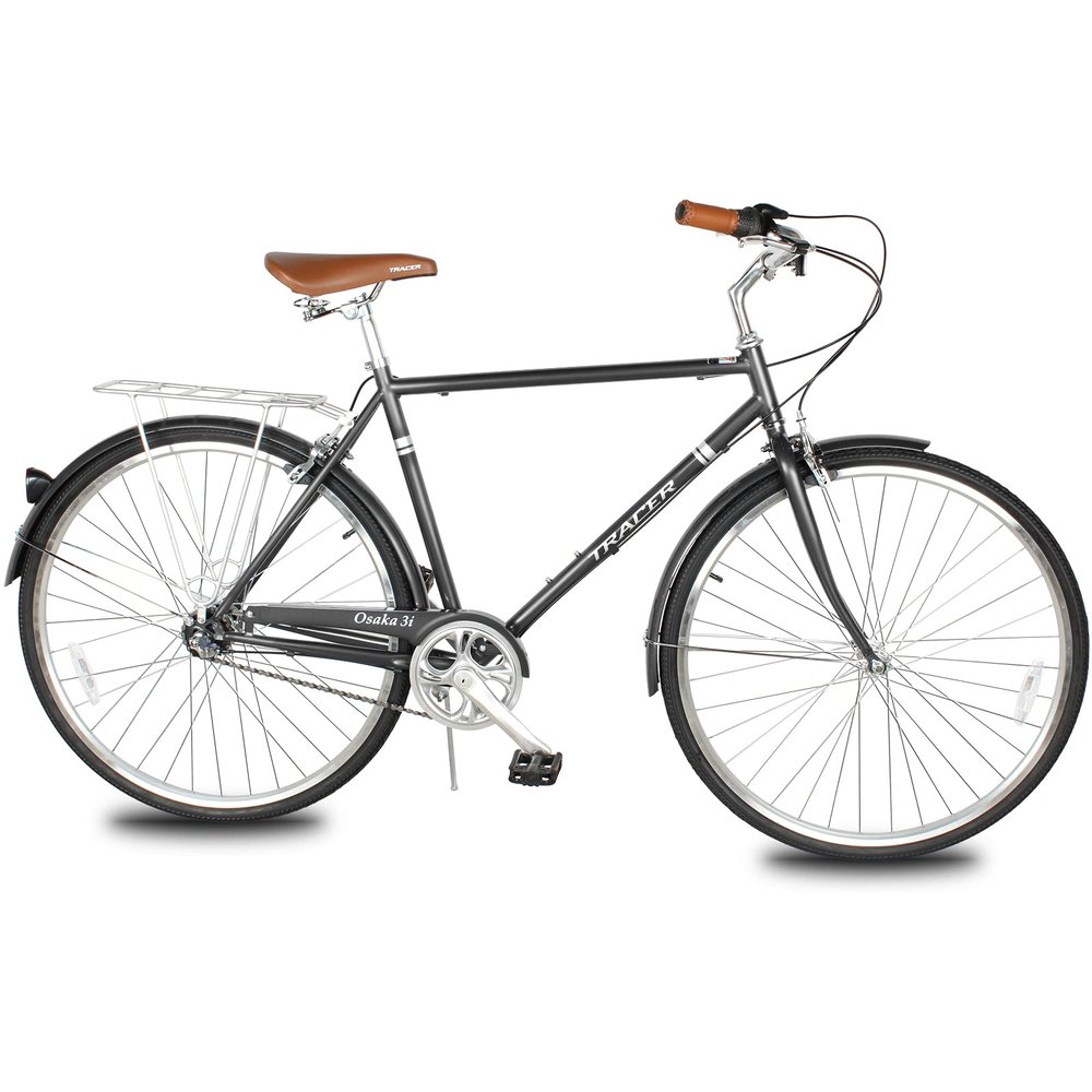 Tracer Osaka Hybrid Bikes for Men,Steel Frame,Nexus Internal 3/7 Speed,15-18 Inch,700c Wheels,Brown Seat Brown Grips, Road Bike,City Bike,Mens Bike,Multiple Colors