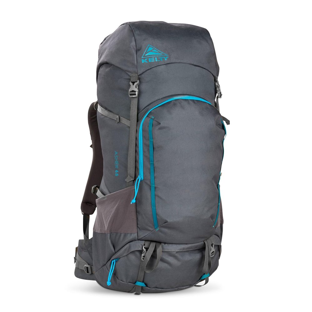 Kelty Asher Day Hiking Pack, 18-85 Liter Capacity, Hiking, Backpacking, Travel Pack, Internal Frame 2023 Model (65L Beluga)