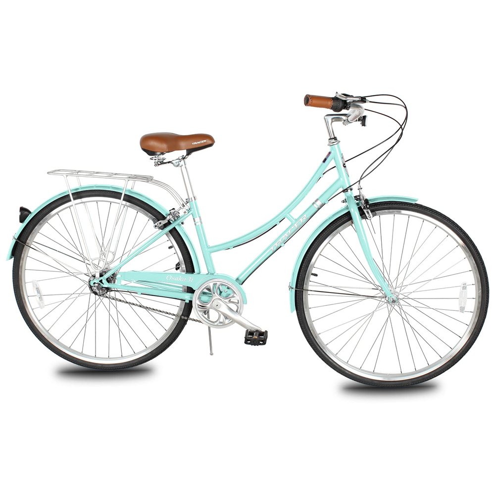 Tracer Osaka Hybrid Bikes for Women,Steel Frame,Internal 3 Speed, 700c Wheels,Brown Seat Brown Grips,City Bike,Comfort Bike,Commuter Bike,Womens Bike,Acquamarine