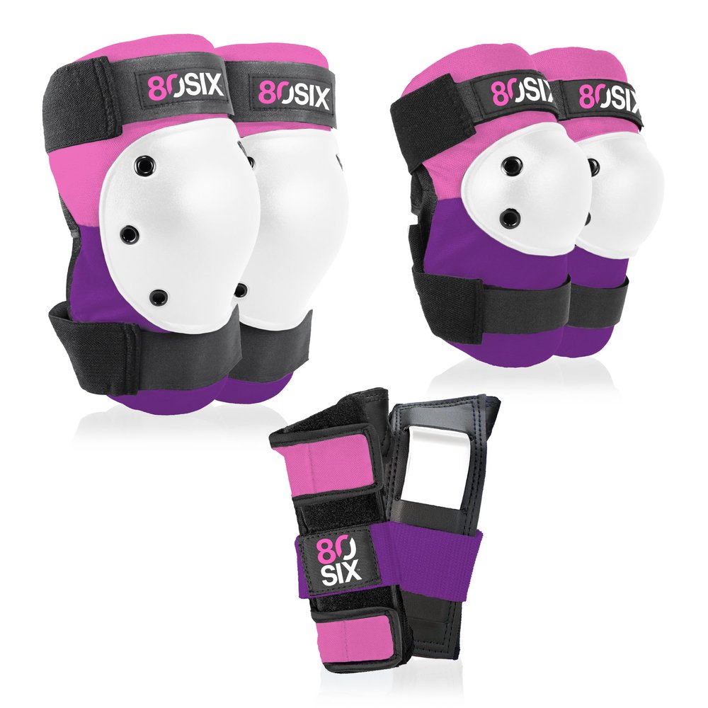 80SIX Multi-Sport Pad Set Protective Gear for Skateboarding, Biking, Roller Skating, and Scooter