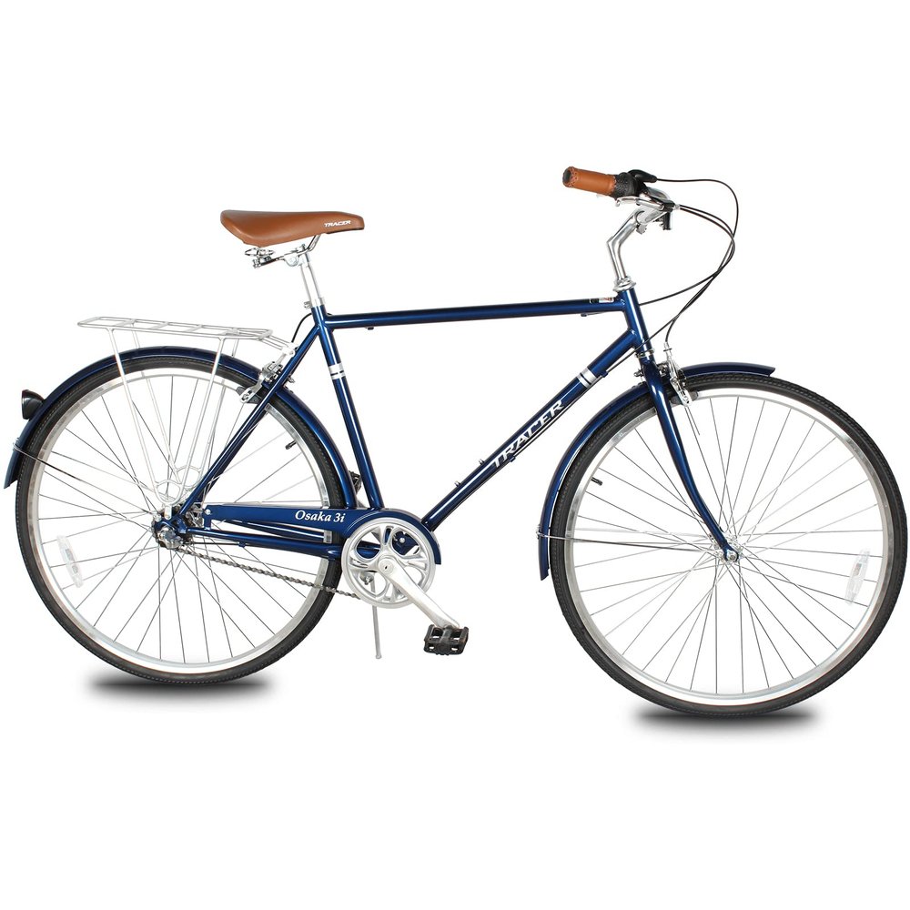 Tracer Osaka Hybrid Bikes for Men,Steel Frame,Nexus Inter 3/7 Speed,15-18 Inch,700c Wheels,Brown Seat Brown Grips, Road Bike,City Bike,Mens Bike,Multiple Colors