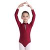 easyforever Kids Girls Long Sleeve Off Shoulder Halter Ballet Dance Gymnastic Leotard Cutout Back Gymnastic Jumpsuit Burgundy 4-5 Years view 1