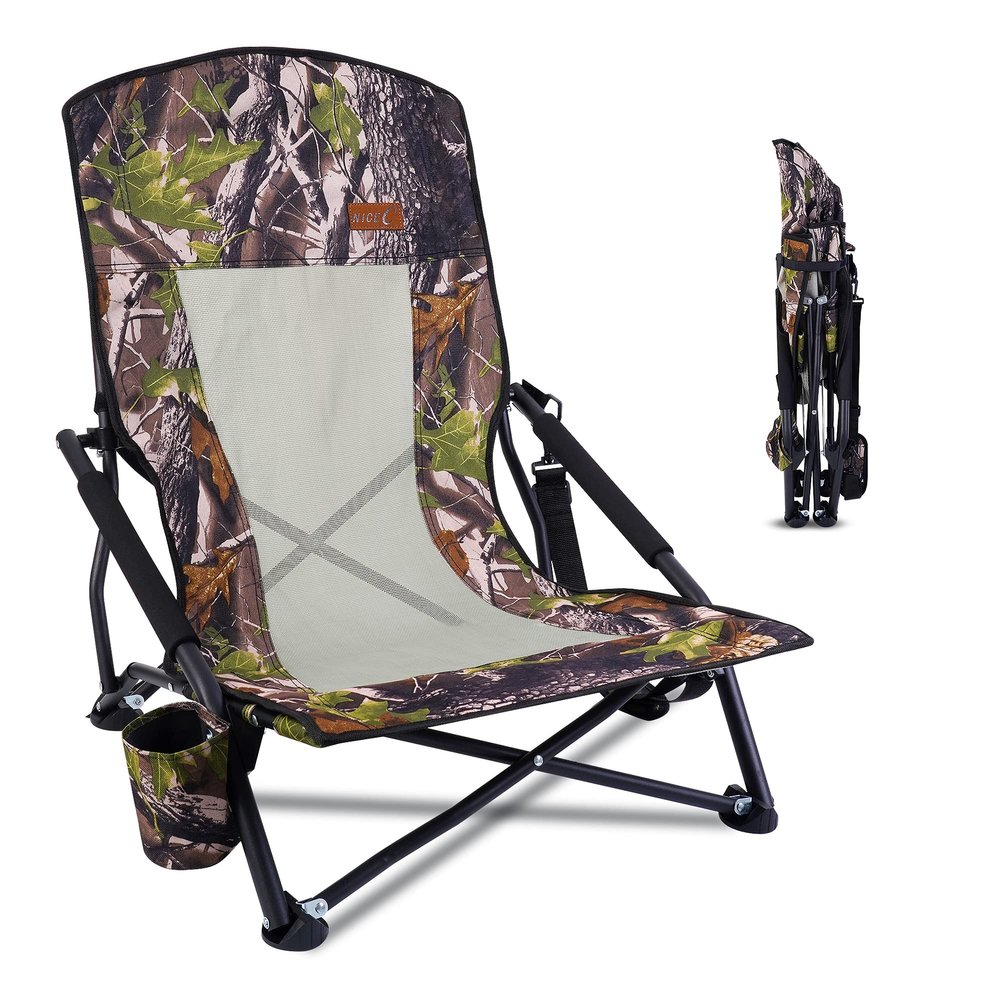 Nice C Hunting Chair, Camping Chair, Turkey Hunting Chairs, Turkey Seats, Folding Backpacking Chair with Cup Holder & Carry Strap Compact & Heavy Duty, Travel, Picnic (1 Pack)