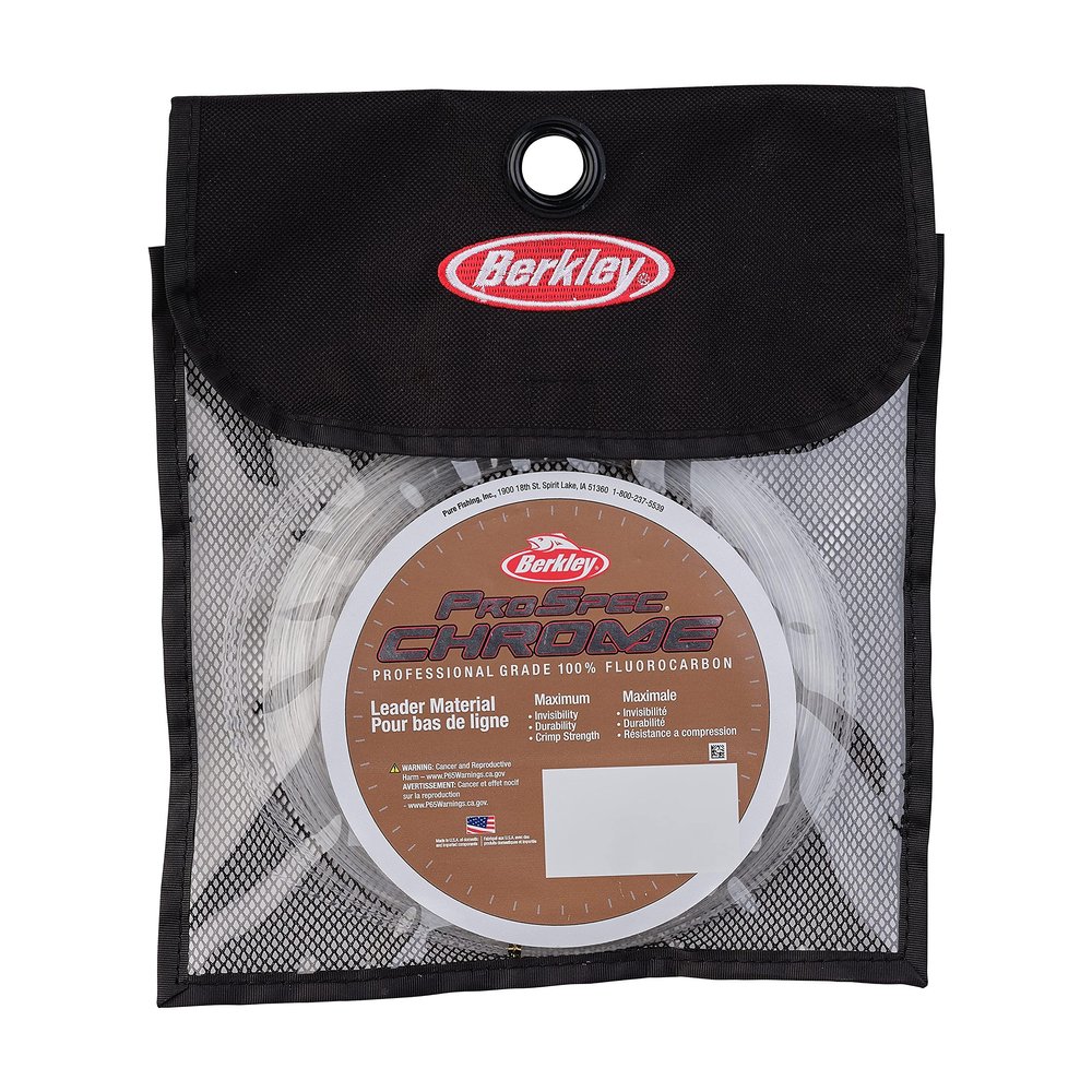 Berkley ProSpec Chrome 100% Fluoro Leader, Clear, 150lb | 68.0kg, 33yd | 30m Fishing Line, Suitable for Saltwater Environments