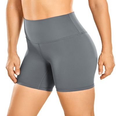 CRZ YOGA Women's Naked Feeling Biker Shorts - 6 Inches High Waist Yoga Workout Running Gym Spandex Dark Carbon Small